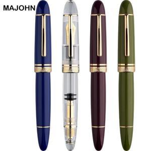 MAJOHN P140 대형 투명 데모 만년필 하드 고무 펜 혀 구리 피스톤 잉크 흡수 학교