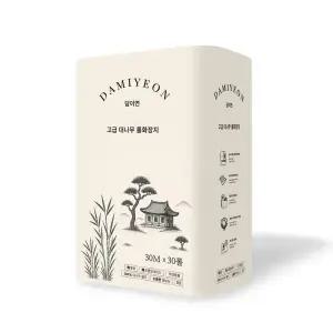 담이연 먼지없는 친환경 대나무 화장지, 천연펄프 무형광 휴지 3겹 30m 30롤 1팩