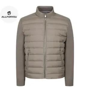 올포유 남성 니트 배색 방풍 구스다운 패딩 점퍼 겨울 AGDJM9151