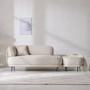 레안 아쿠아 패브릭 3인 카우치형 소파(스툴포함)