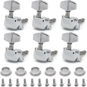 로질로 크롬 세미 클로즈드 스트링 튜닝 페그 머신 일렉트릭 기타용 키 6을 오른손으로 튜닝합니다