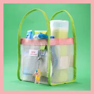 사우나 목욕가방 수영강습 사각 샤워 망사가방 매쉬백 큐브박스1,8 라임핑크W 사우나가방