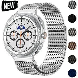 삼성 갤럭시 워치 8 40mm 44mm 8Classic 46mm용 마그네틱 체인 메탈 밴드 갤럭시 워치 울트라 47mm용 루프