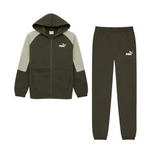 푸마 에센셜블록 폴리스 기모 후드집업 여성 아동 트레이닝세트 운동복 런닝복 다크올리브 689724-70