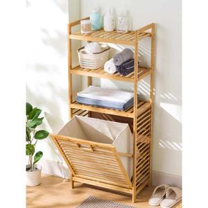 대나무 햄퍼 수납 선반 빨래함 슬라이딩 빨래바구니