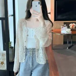 비치가디건 여성 여름 플라워 자수  긴팔 가디건