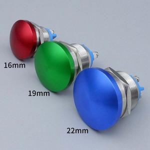 고정 없이 순간 푸시 버튼 스위치 금속 버섯 헤드 누름 큰 레드 그린 방수 자체 리셋 16mm 19m 22mm