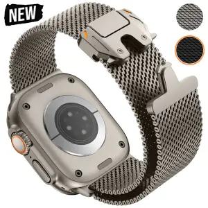 애플 워치 밴드 울트라 3 49mm 46mm 45mm 44mm 42mm용 밀라니즈 루프 스트랩 스테인리스 스틸 메탈 iWatch