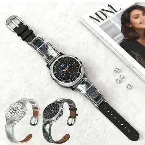 삼성 갤럭시 워치 8용 퀵샌드 가죽 스트랩 44mm 40mm 클래식 밴드 삼성 갤럭시 8 클래식 46mm 팔찌 액세서