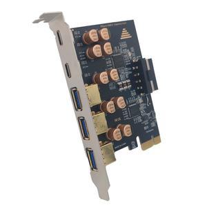 10Gbps USB3.2 타입 C PCIE 2X 4X 확장 카드 1-5 포트 타입 C USB 3.2 어댑터 ASM3142 컨트롤러 PCI 익스프