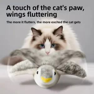 전자 날개짓는 새 고양이 장난감 USB 생생한 앵무새 소리 애완동물 참새 장난감 터치 작동식 걸이형 새 고