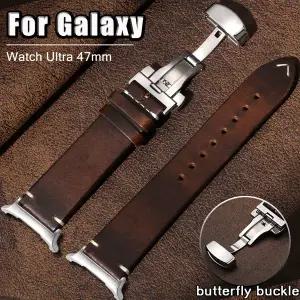 빈티지 송아지 가죽 스트랩 삼성 갤럭시 워치 울트라 47mm 갭 없는 팔찌 갤럭시 워치 7 47mm 버터플라이 버