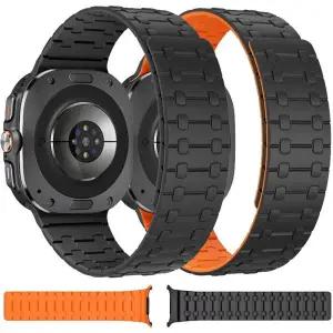 삼성 갤럭시 워치 8-7 울트라 47mm 실리콘 스트랩 틈새 없는 마그네틱 교체용 브레이슬릿 밴드 갤럭시 워치