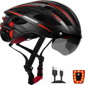 USB 충전식 조명 및 탈착식 마그네틱 고글 자외선 차단 기능이 있는 신맥스 자전거 헬멧 남성용 여성용