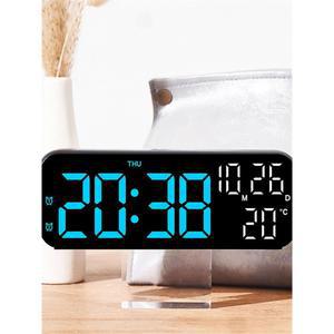 블루 시계 인공태양 디지털 캘린더 화이트 충전기 무선led시계 램프 탁상용 습도 라이트 B 알람 장식
