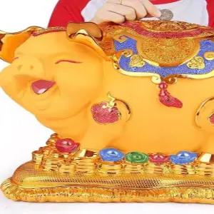 엽전복돼지 저금통 장식품 행운 재물복 선물 벨벳샌드골드 집들이 펄골드 대형 비분리형