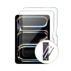아이패드 에어 2 강화유리 2매 세트+크리스탈펜 액정보호필름 악세사리 태블릿