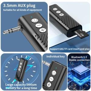 3in1 Bluetooth 송신기 어댑터 자동차 스피커 용 3.5mm AUX 잭 오디오 음악 지원 TF 카드 재생