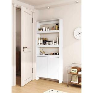 오픈형 슬림장 현관 원목 도어 수납장 캐비넷 월넛 문뒤틈새수납장 인테리어 4단 문뒤