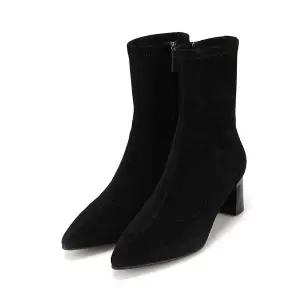 [BABARA](신세계 사우스시티)양가죽 스웨이드 5.5cm 스판앵클부츠 BBI872BK