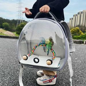 휴대용 가방 투명 기본 조류용 백팩 분홍 이동 앵무새 새장 케이지