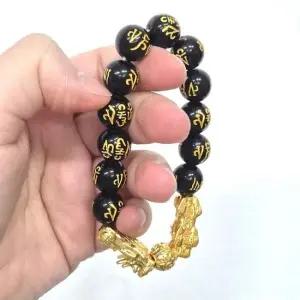 커플팔지 골드 비휴 흑요석 염주 팔찌 1P 재물 금전운 사업운