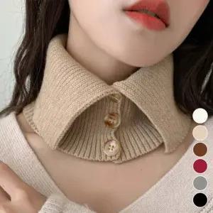 페이크목폴라 방한 두가지스타일 니트 단추 페이크 넥카라 넥워머