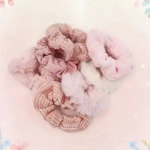 봄 가을 겨울 털 곱창머리끈 7종세트 핑크 똥머리밴드 겨울머리끈 여성스러운헤어끈