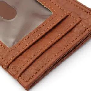 빈티지 인조가죽 카드 지갑 슬림 지퍼 타입 교통 카드 홀더 슬림카드지갑 얇은카드지갑