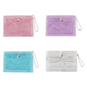 bns PVC 칼라 글리터 카드 케이스 포토 포켓 홀더 지갑 교통카드 명함 파우치 교통카드 명함