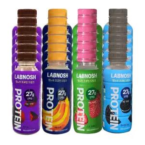 랩노쉬 프로틴 350ml 4종 24개(카카오x6 +바나나x6 +딸기x6 +쿠앤쿠x6)