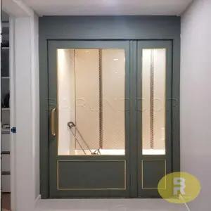 20번 폴딩스윙중문 고시형 카키색 투명망입(부식)강화유리