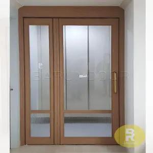 61번 폴딩스윙중문 유리고시형 우드 투명+모루세로강화유리