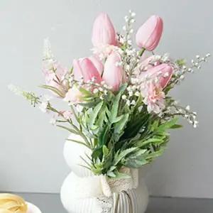 조화 수줍은 튤립 부케 브라이덜샤워 꽃다발