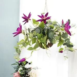 가렌더 인테리어 야자 볼 플로라 보라색 꽃 조화 장식