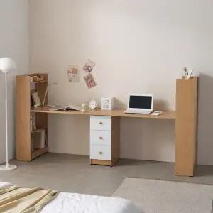 2인 더블책상책장 서랍장 일체형 세트 BJT254R (착불)