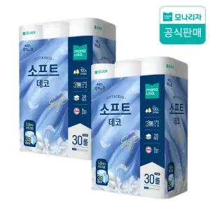 모나리자 소프트데코 화장지  30m 30롤 2팩