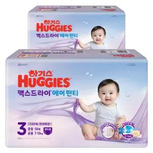 하기스 2025 통기성우수 흡수력강화 맥스드라이 에어 팬티형 기저귀 남여공용 3단계 112매