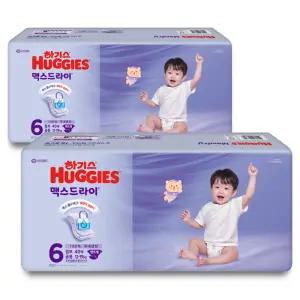 하기스 맥스드라이 통기성우수 흡수력강화 밴드형 기저귀 점보 남여공용 6단계 80매