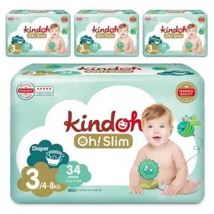 킨도 프리미엄 통기성우수 흡수력강화 오슬림 밴드형 기저귀 3단계 136매