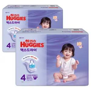 하기스 2025 통기성우수 흡수력강화 맥스드라이 밴드형 기저귀 대형 남여공용 4단계 120매