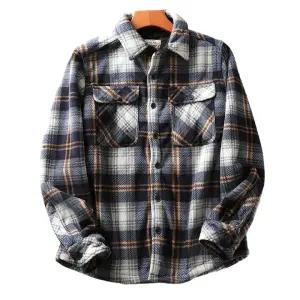 빅사이즈 기모셔츠 양털 두꺼운 편안한 남방코트 체크