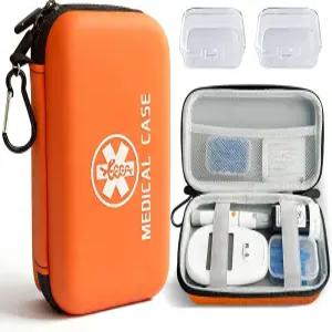티날아트 정리함 휴대용 케이스 키트 공급 여행용 혈당 측정기 보관 가방 ( 전용 )(오렌지) (T2)