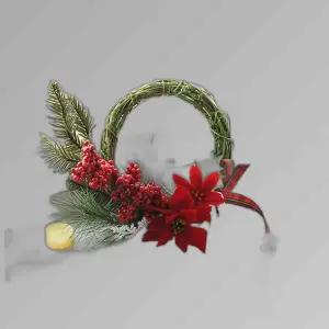 레드열매 포인세티아 조화 리스 1P 크리스마스 장식