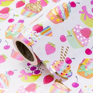 WRAPAHOLIC 호일 포장지 - 미니 롤 17인치 x 16.5피트 골드 컵케이크 생일 걸, 베이비샤워, 웨딩