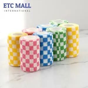 이티씨몰 자가점착 밴드 7.5cm 압박붕대 패턴 체커 4종 체커 치즈 그린 스카이 레드 7+1