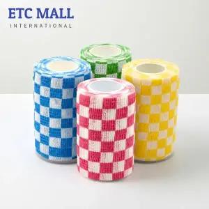 이티씨몰 자가점착 밴드 10cm 압박붕대 패턴 체커 4종 체커 치즈 그린 스카이 레드 3+1