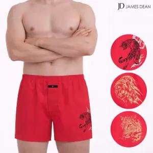 [제임스딘]제임스딘 남자빨간팬티 순면 80수 레드 적색 호랑이 트렁크팬티 사각 세트