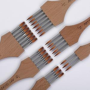 호환 라운드 플랫 멀티 톱니 빗 브러시  나일론 울 대나무 손잡이  수채화 그림 용품  미술 문구  아크릴