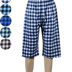 부드러운 순면 CP 체크패턴 남성 8부 파자마잠옷 바지 고무줄 밴드 남자 수면 면바지 고무줄면 패션